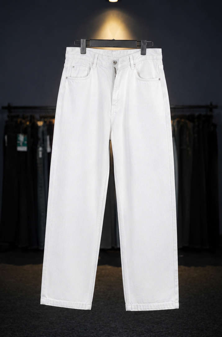 White Straight Fit Jeans