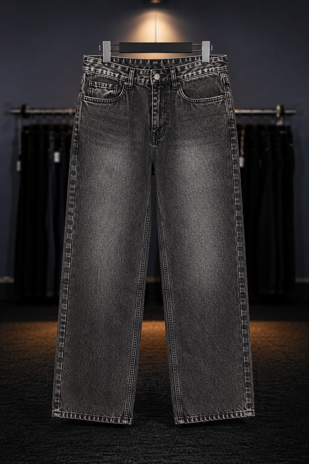 Washed Solid Grey Straight Fit Jeans