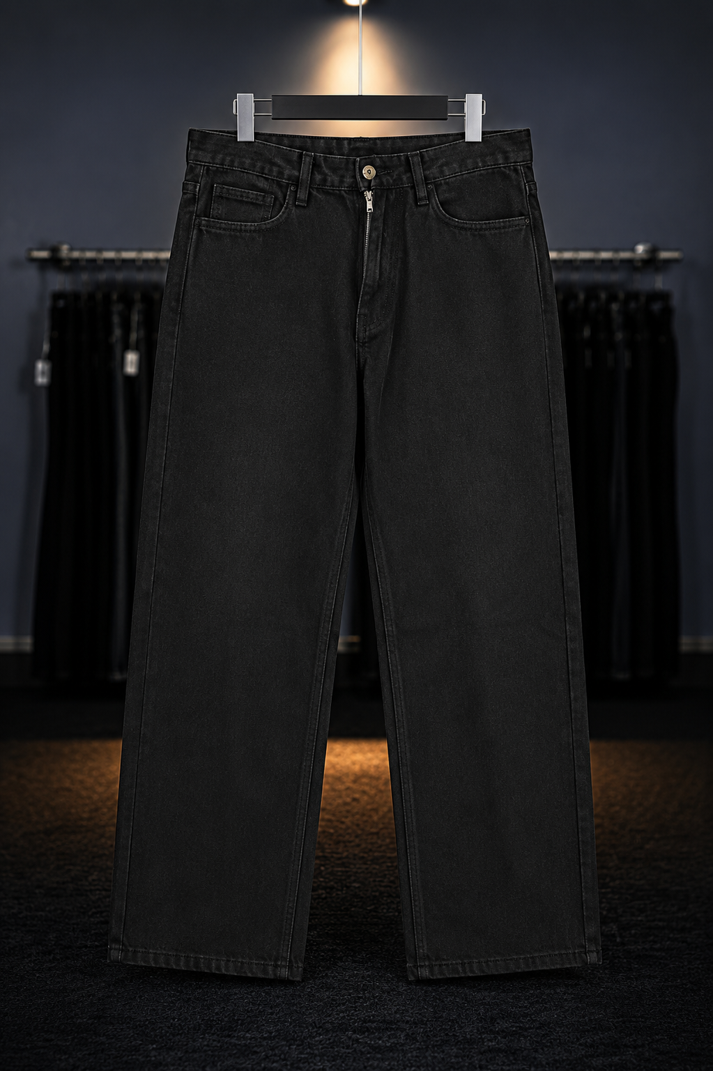 Jet Black Straight Fit Jeans