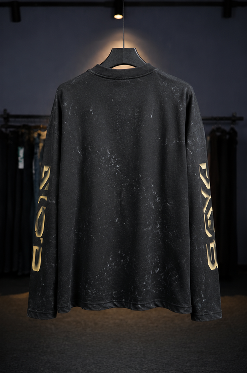 Black n Yellow Acid Washed Long Sleeves