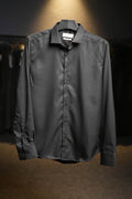Obsidian Satin Shirt - Jet Black