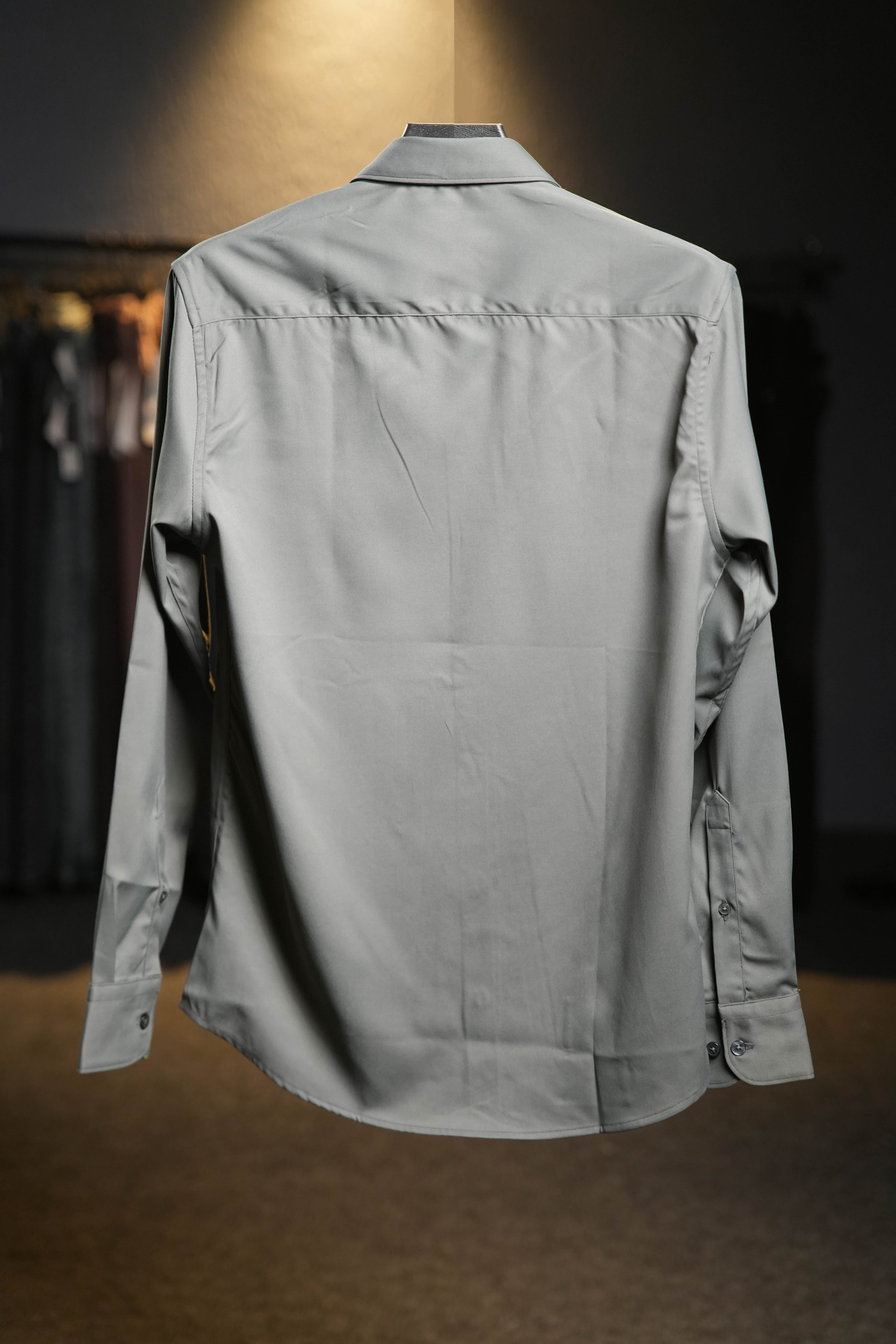 Slate Satin Shirt - Steel Grey