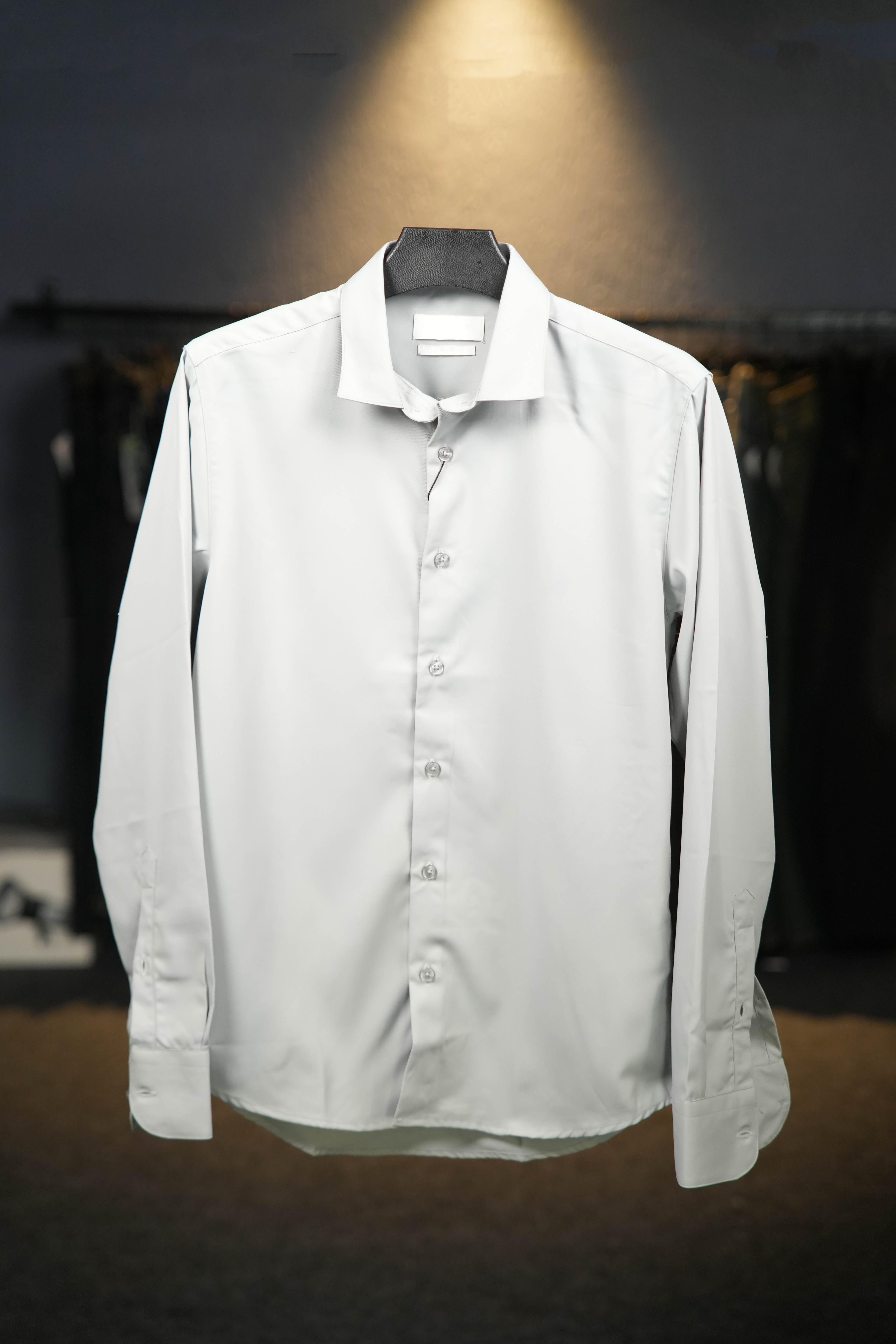 Chrome Satin Shirt - Platinum