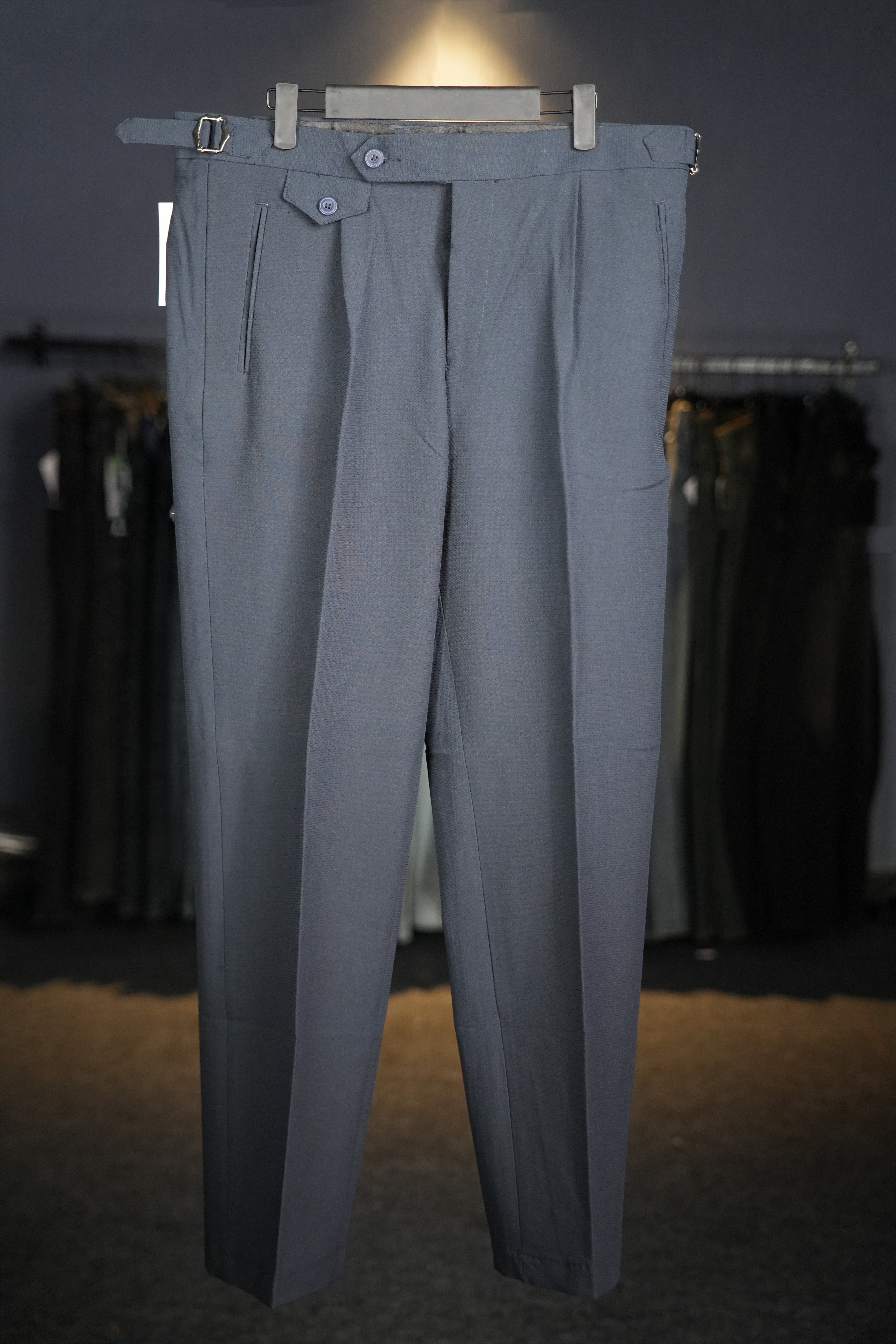 Textured Navy Blue Gurkha Pants