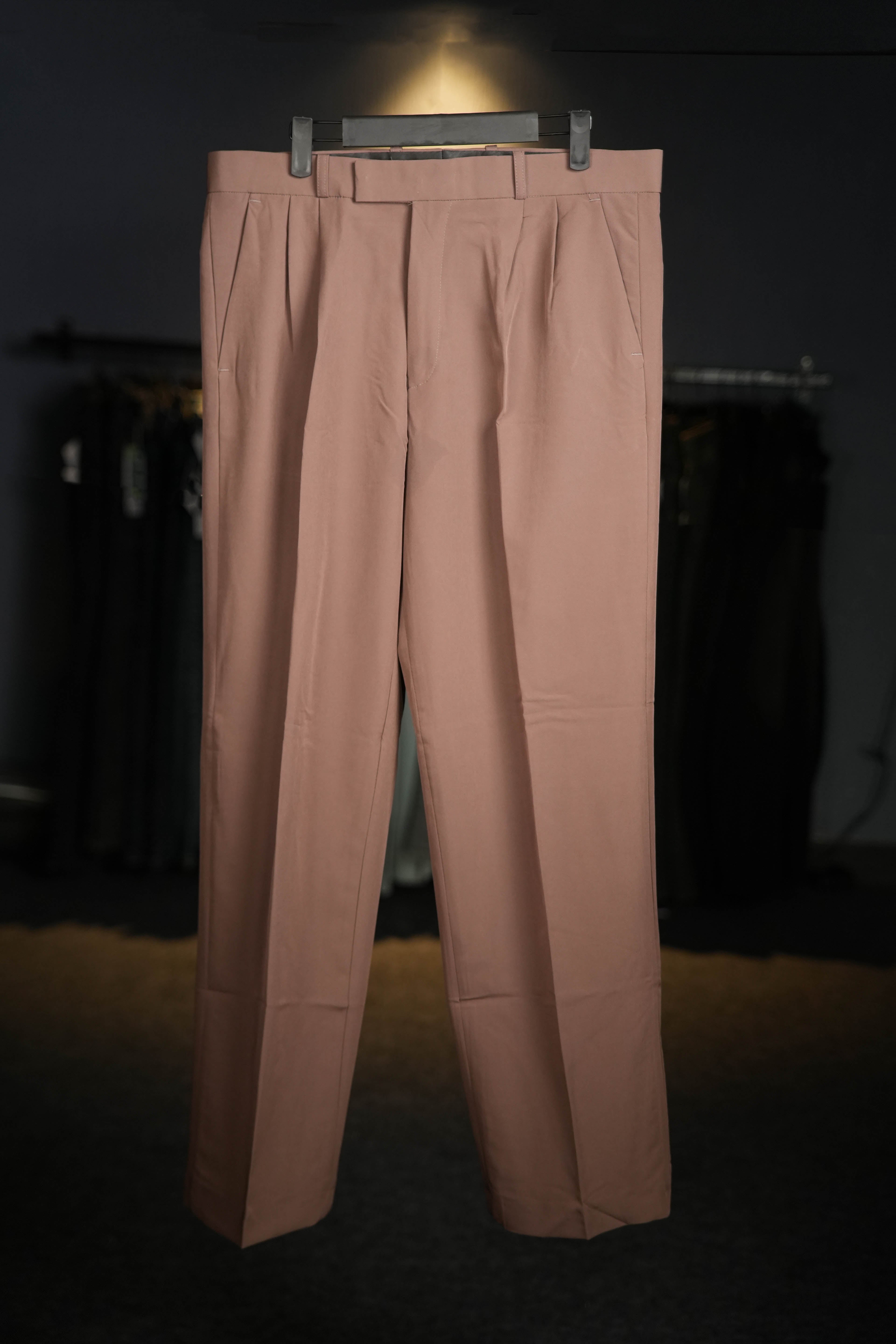 Stone Brown Double Pleated Pants