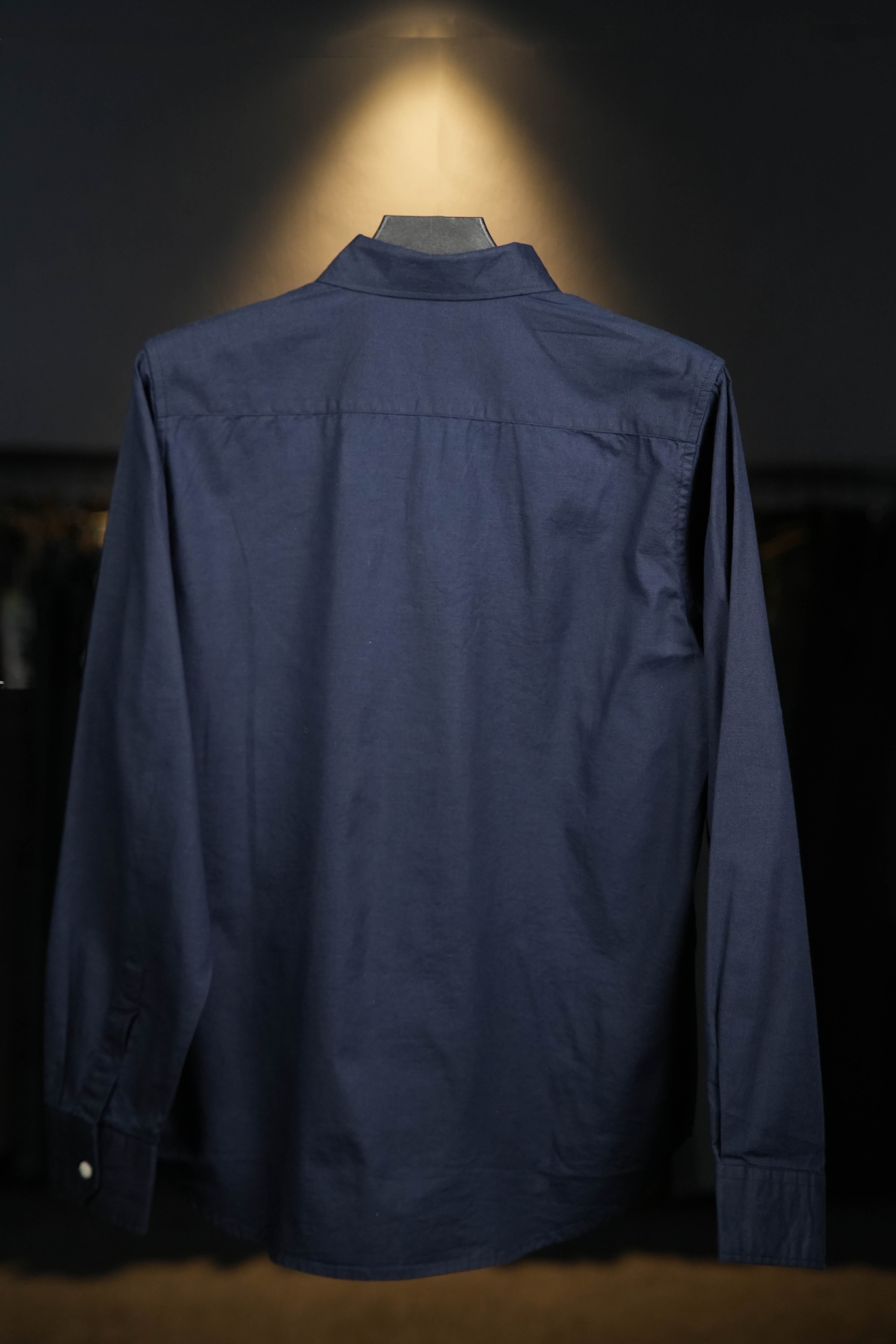 Navy Blue Linen Cotton Blended Shirt