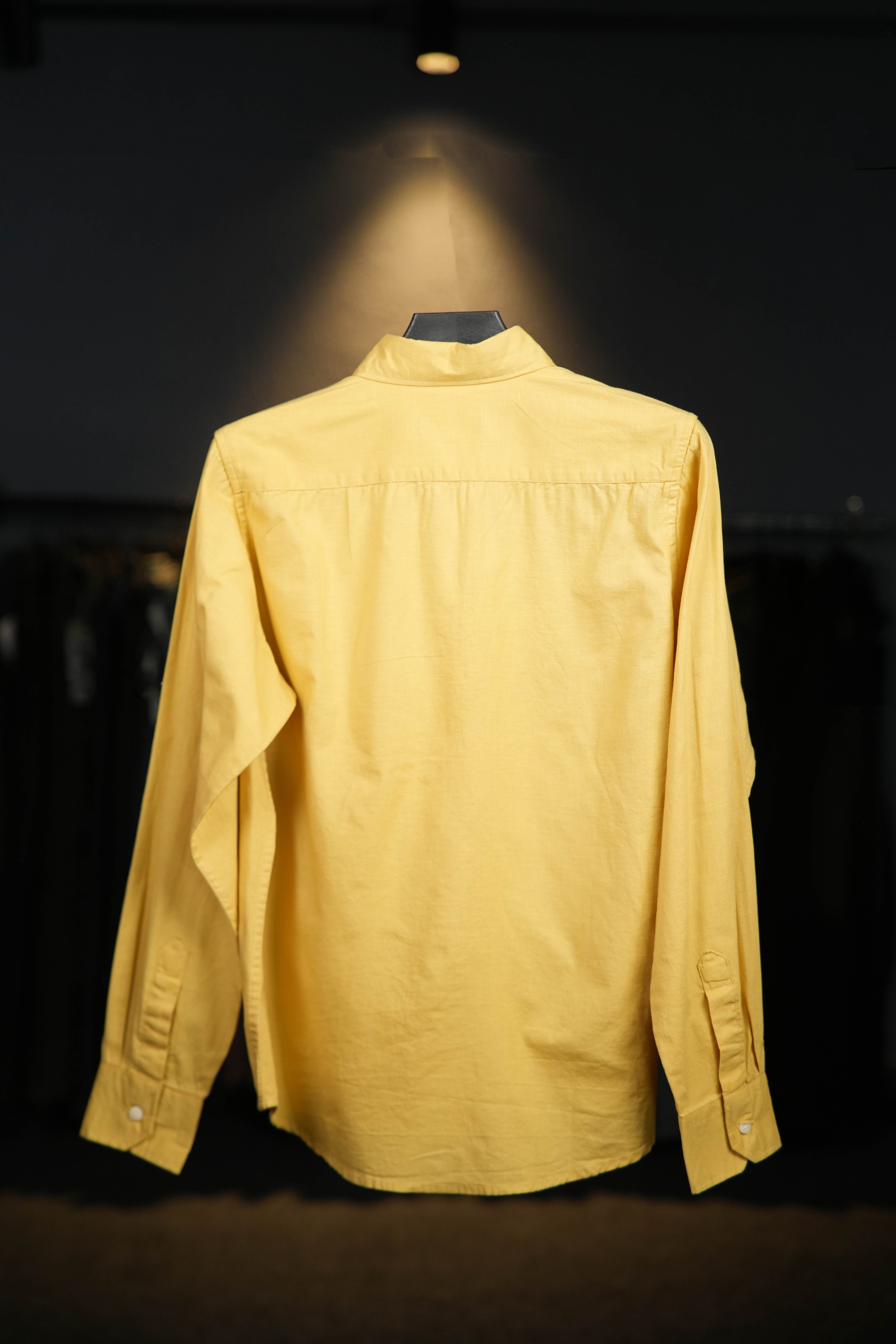 Mustard Yellow Linen Cotton Blended Shirt