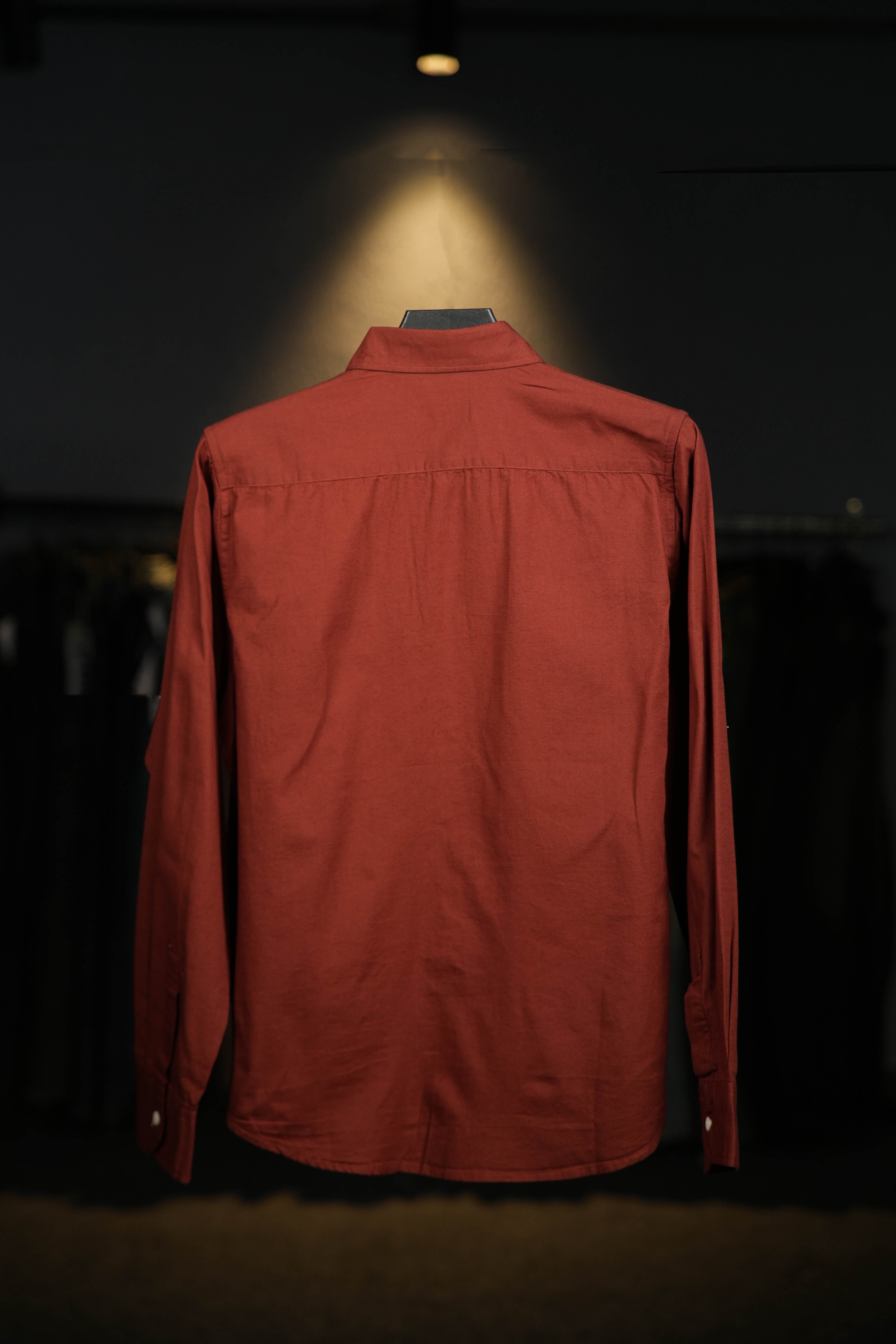 Copper Brown Linen Cotton Blended Shirt