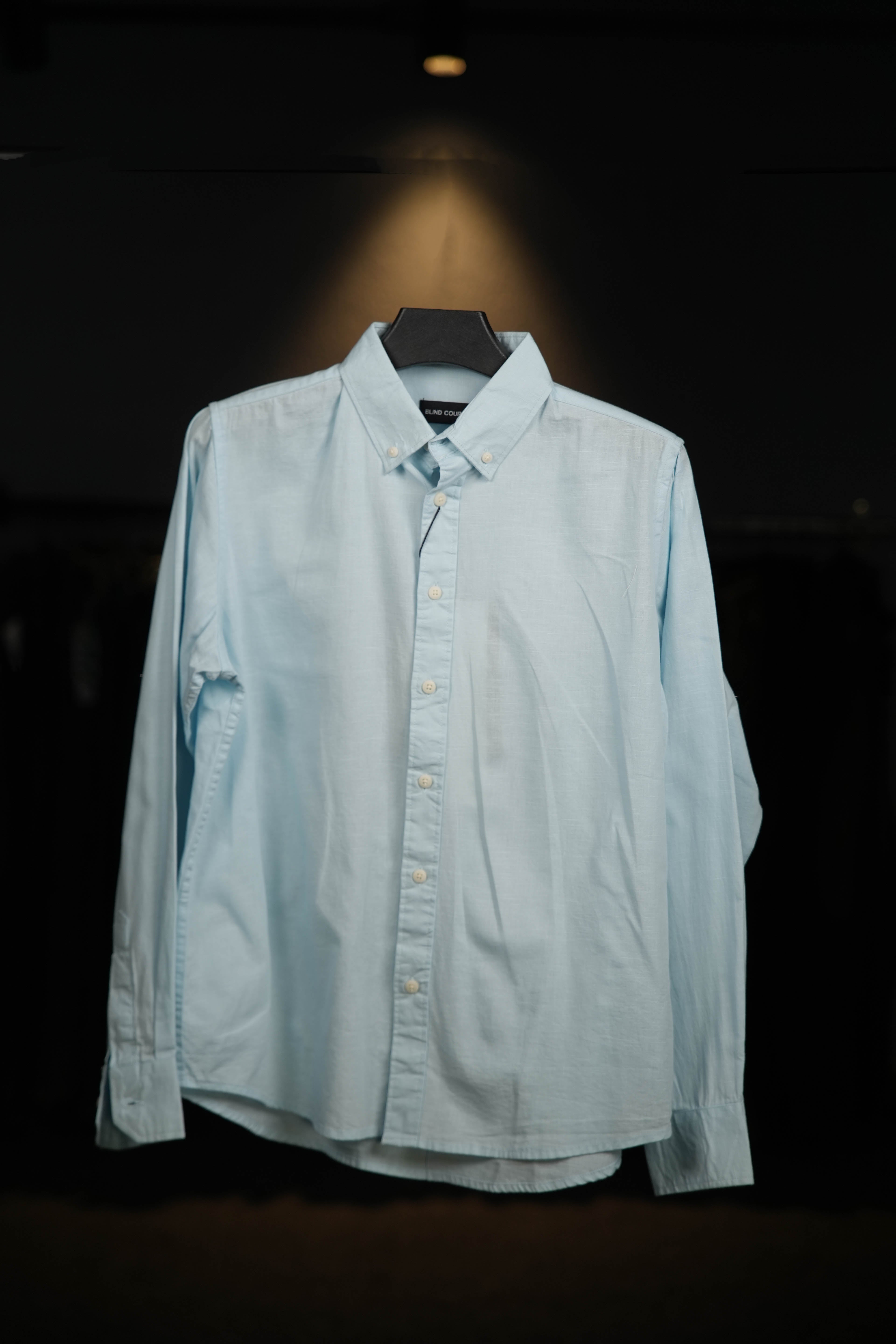 Powder Blue Linen Cotton Blended Shirt