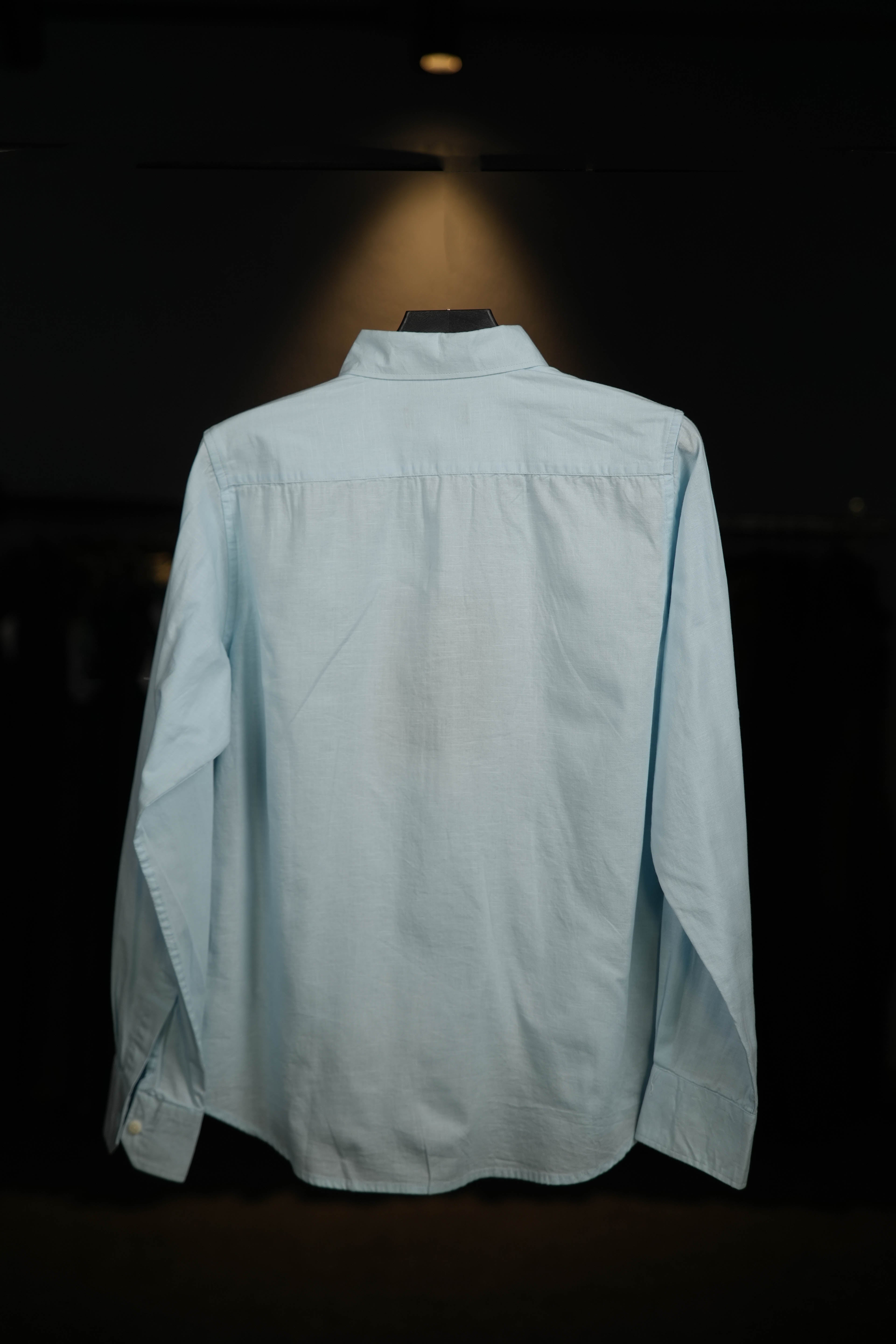 Powder Blue Linen Cotton Blended Shirt