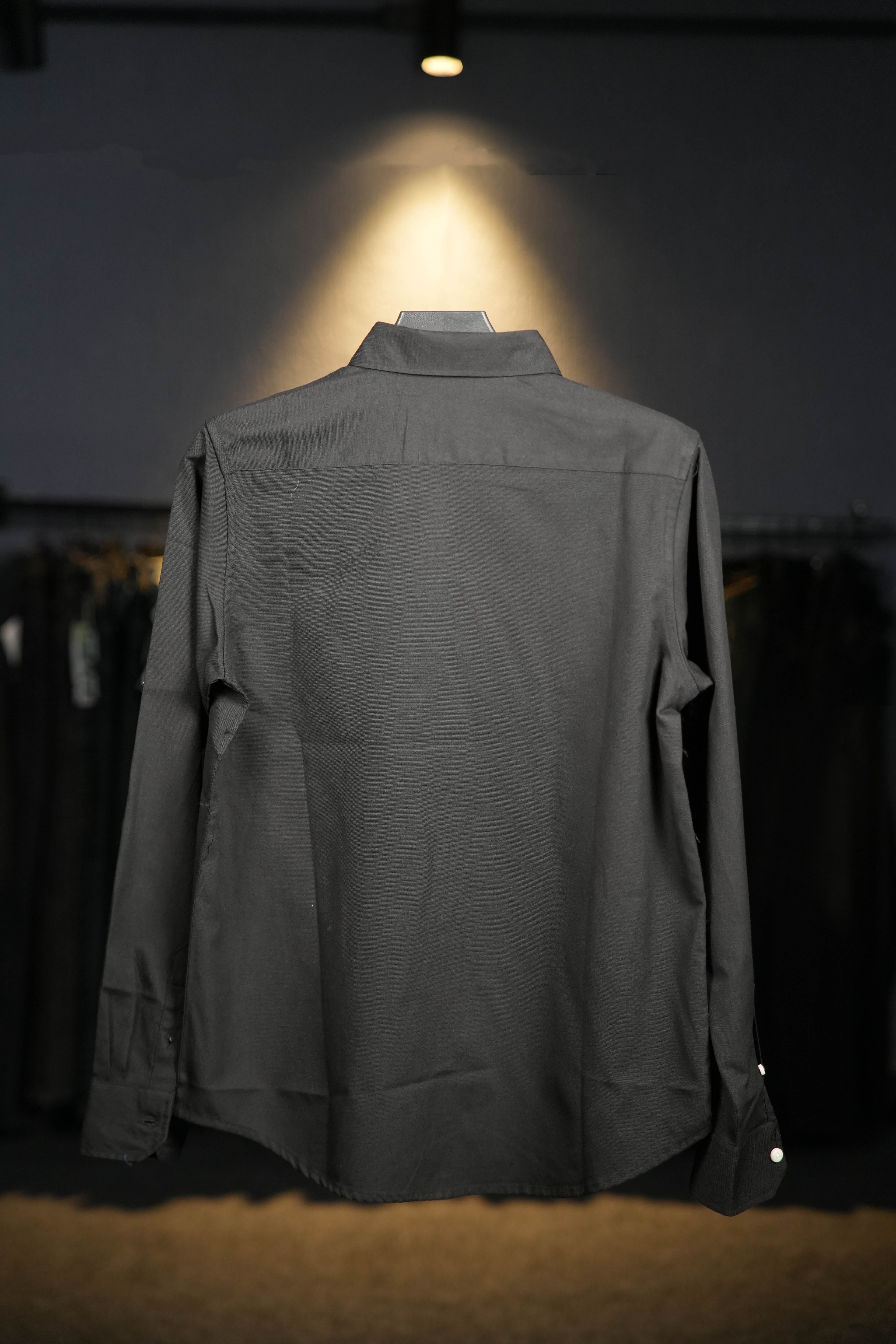 Black Linen Cotton Blended Shirt