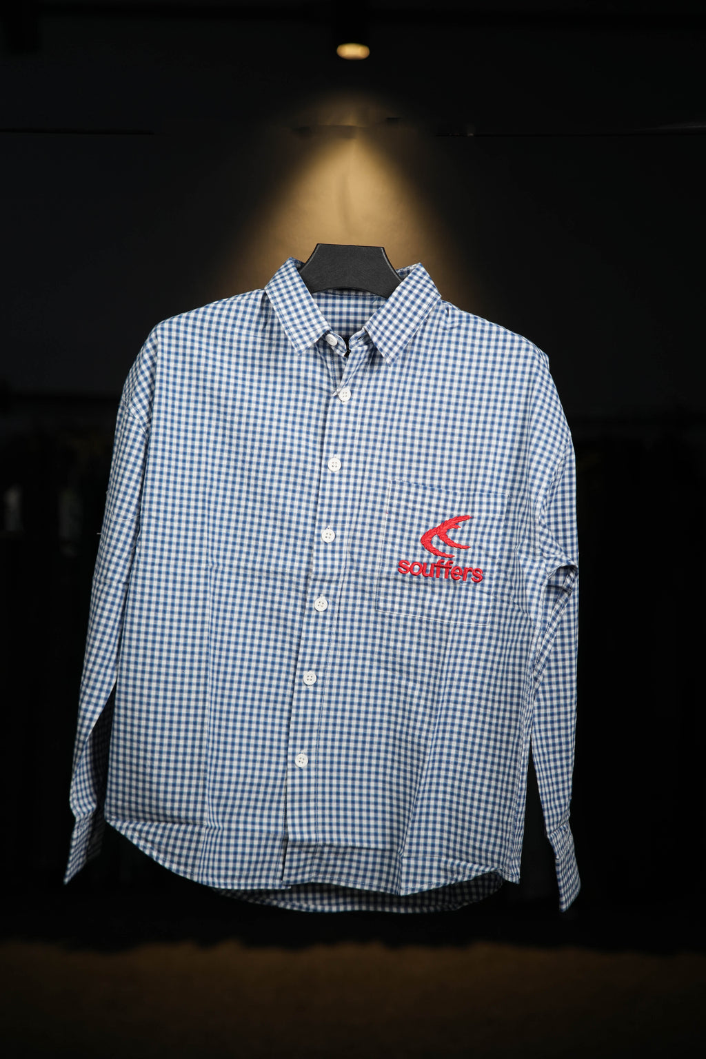 Light Blue Embroidered Checks Shirt