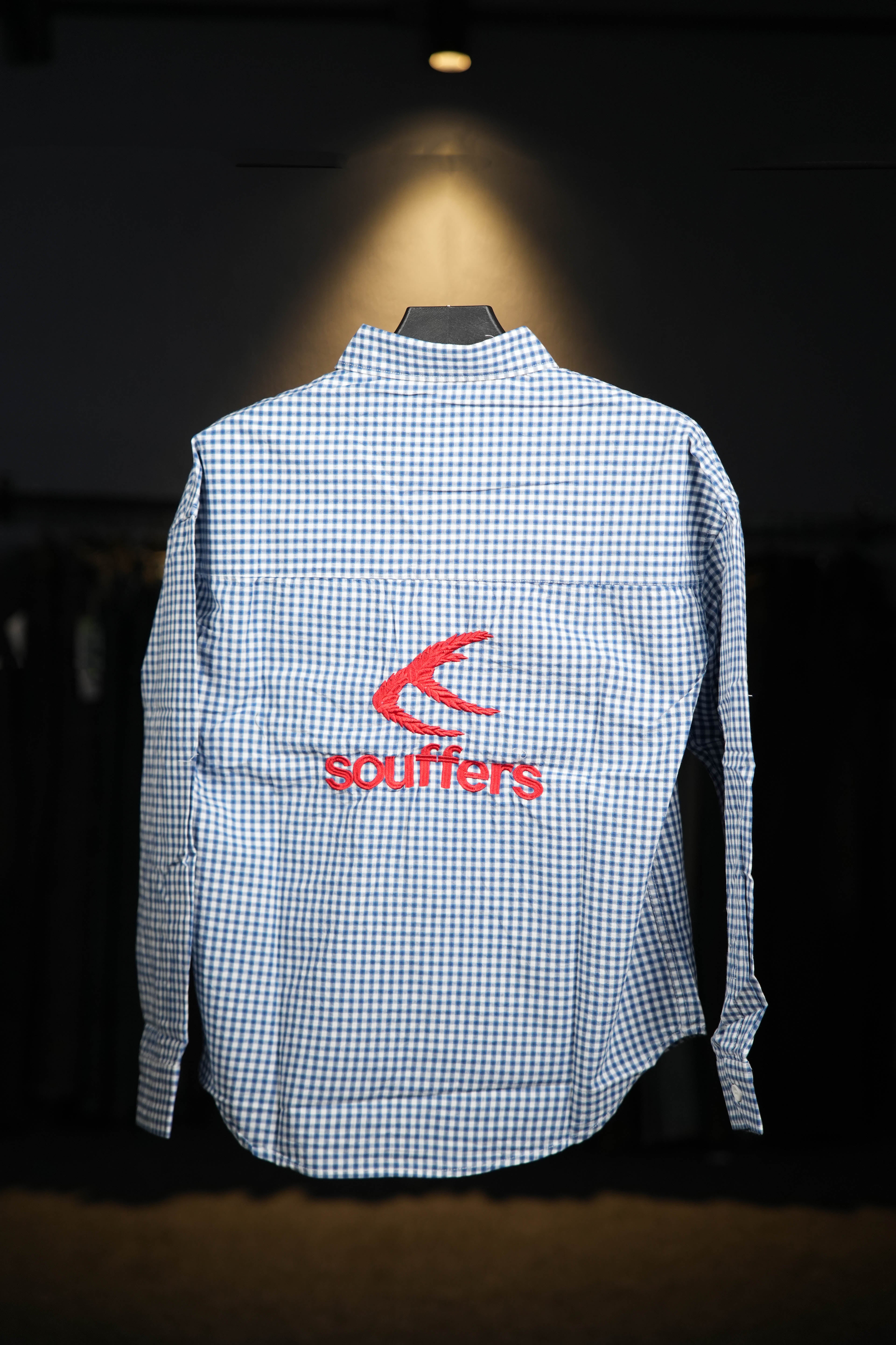 Light Blue Embroidered Checks Shirt