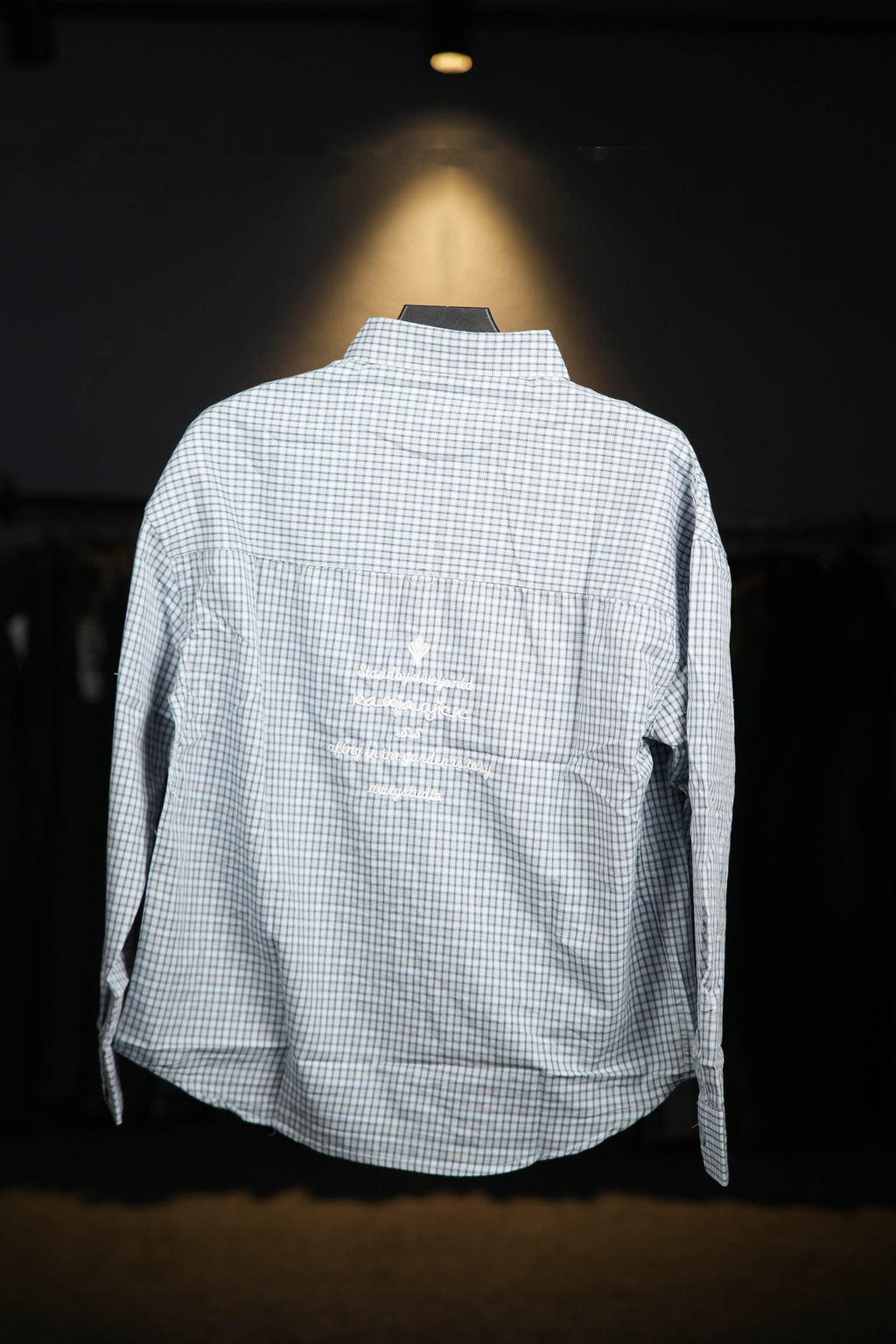 Pale Blue Embroidered Checks Shirt