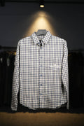 Dark Blue Embroidered Checks Shirt