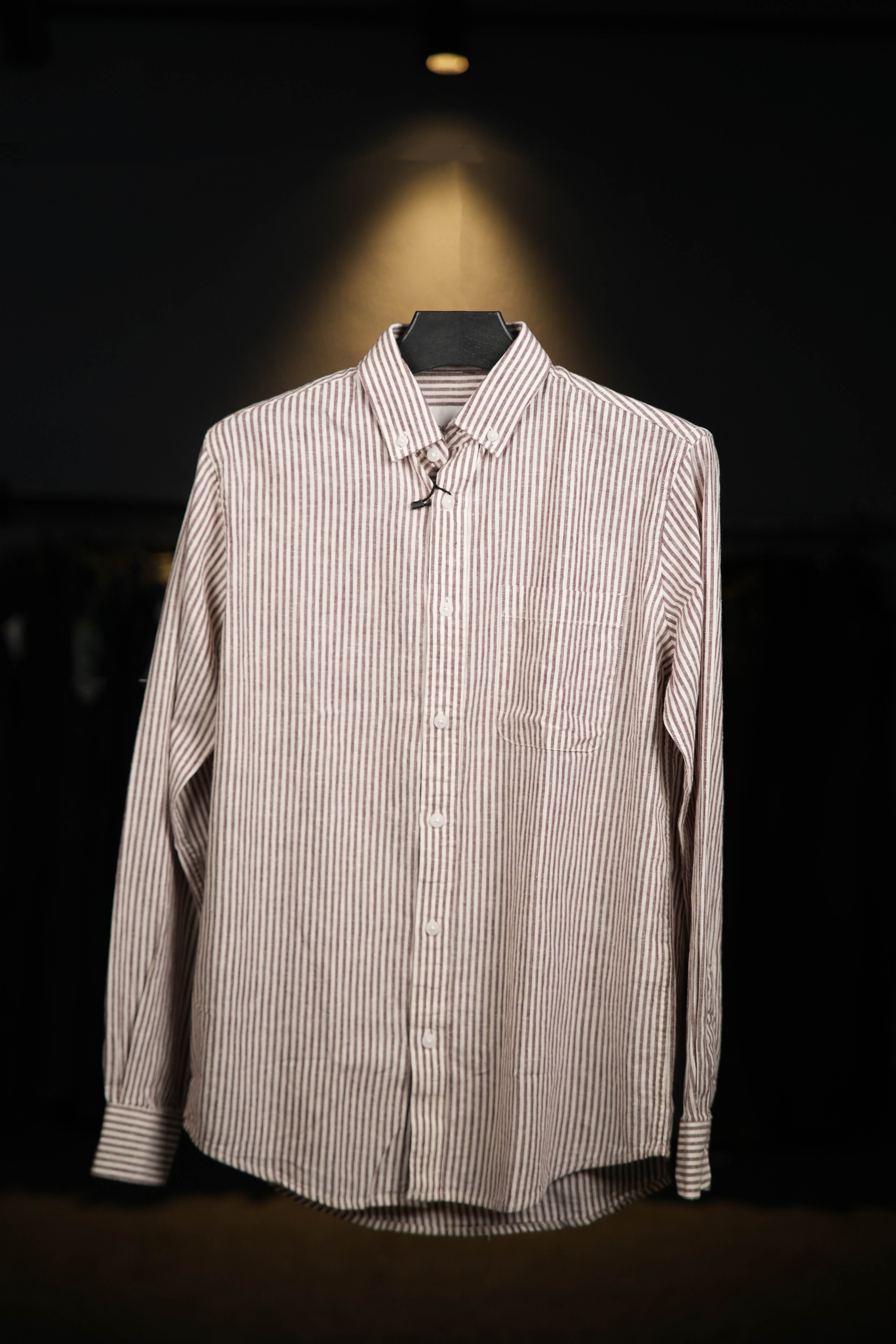 Brown Striped Lenin Shirt