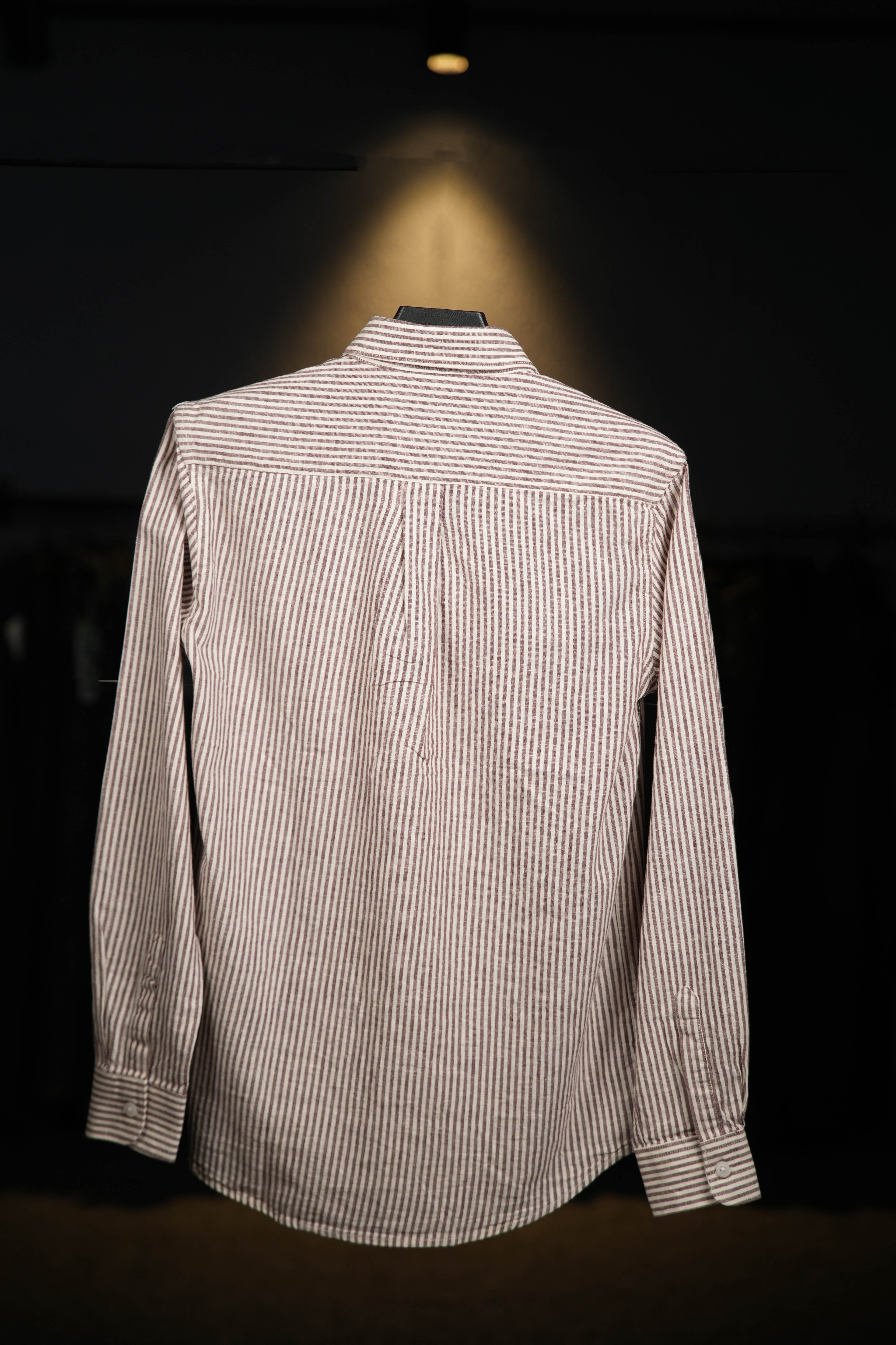 Brown Striped Lenin Shirt
