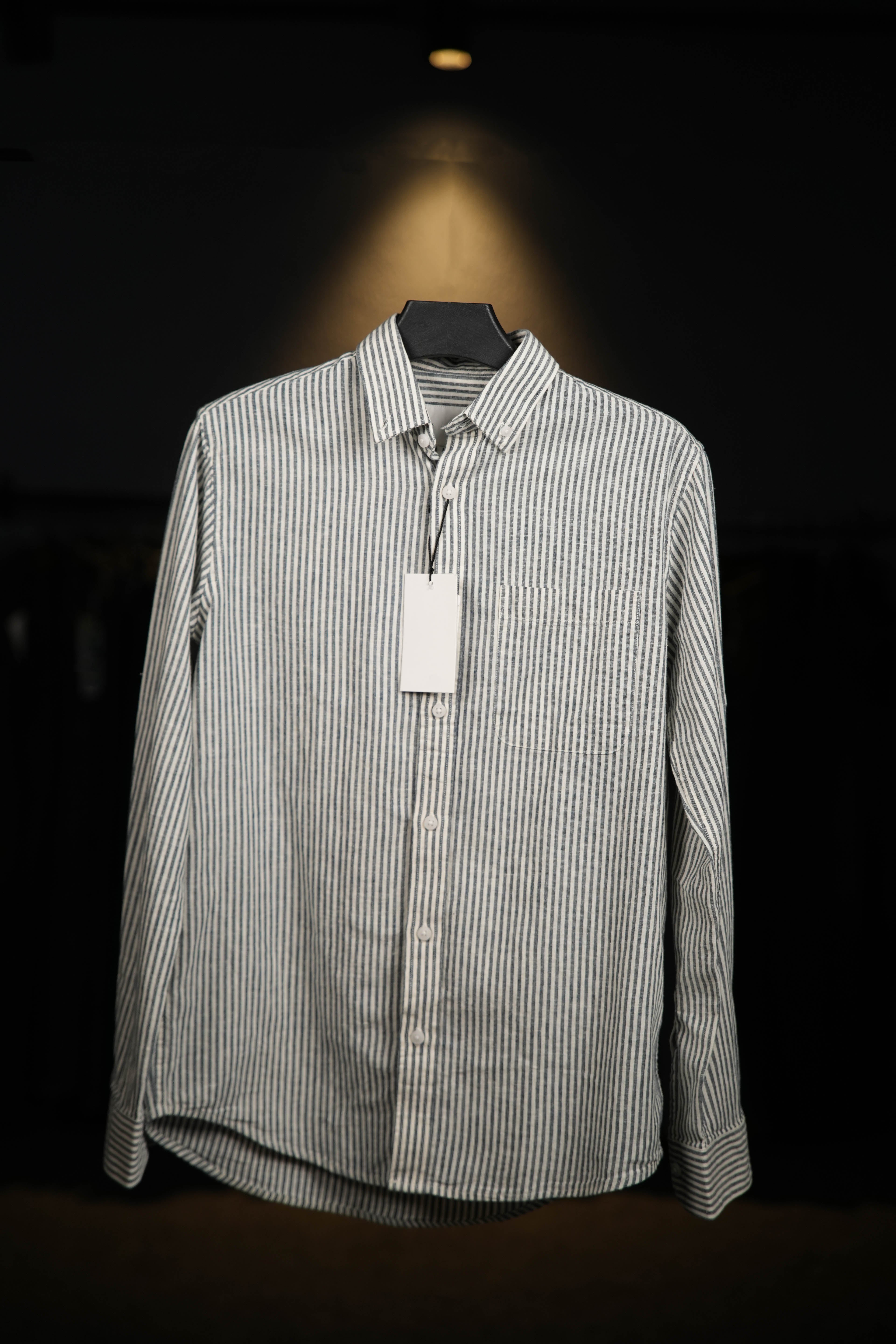 Blue Striped Lenin Shirt
