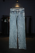 Washed Pigeon Blue Straight Fit Jeans
