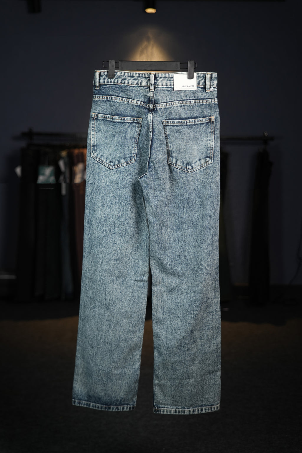 Washed Pigeon Blue Straight Fit Jeans