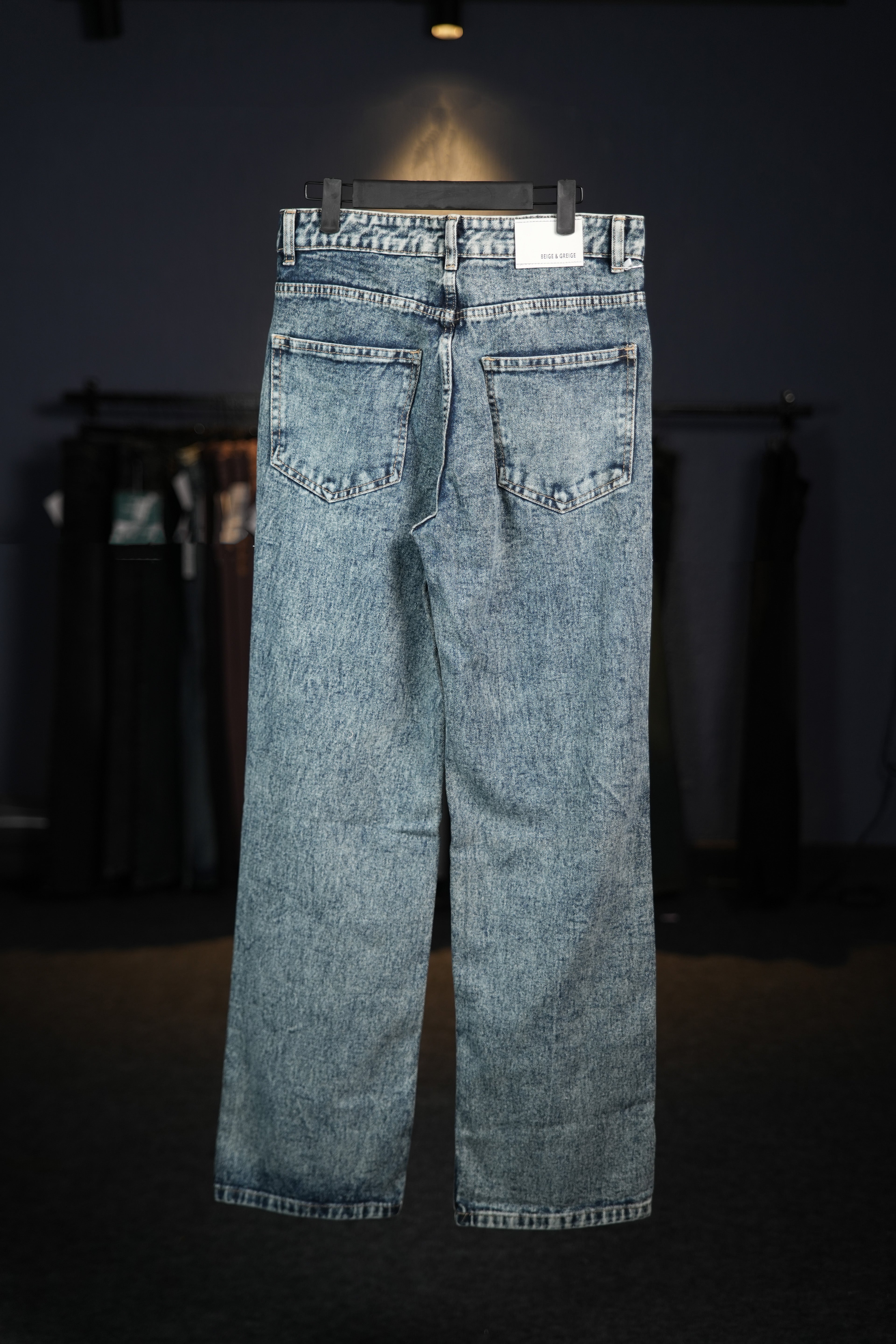 Washed Pigeon Blue Straight Fit Jeans