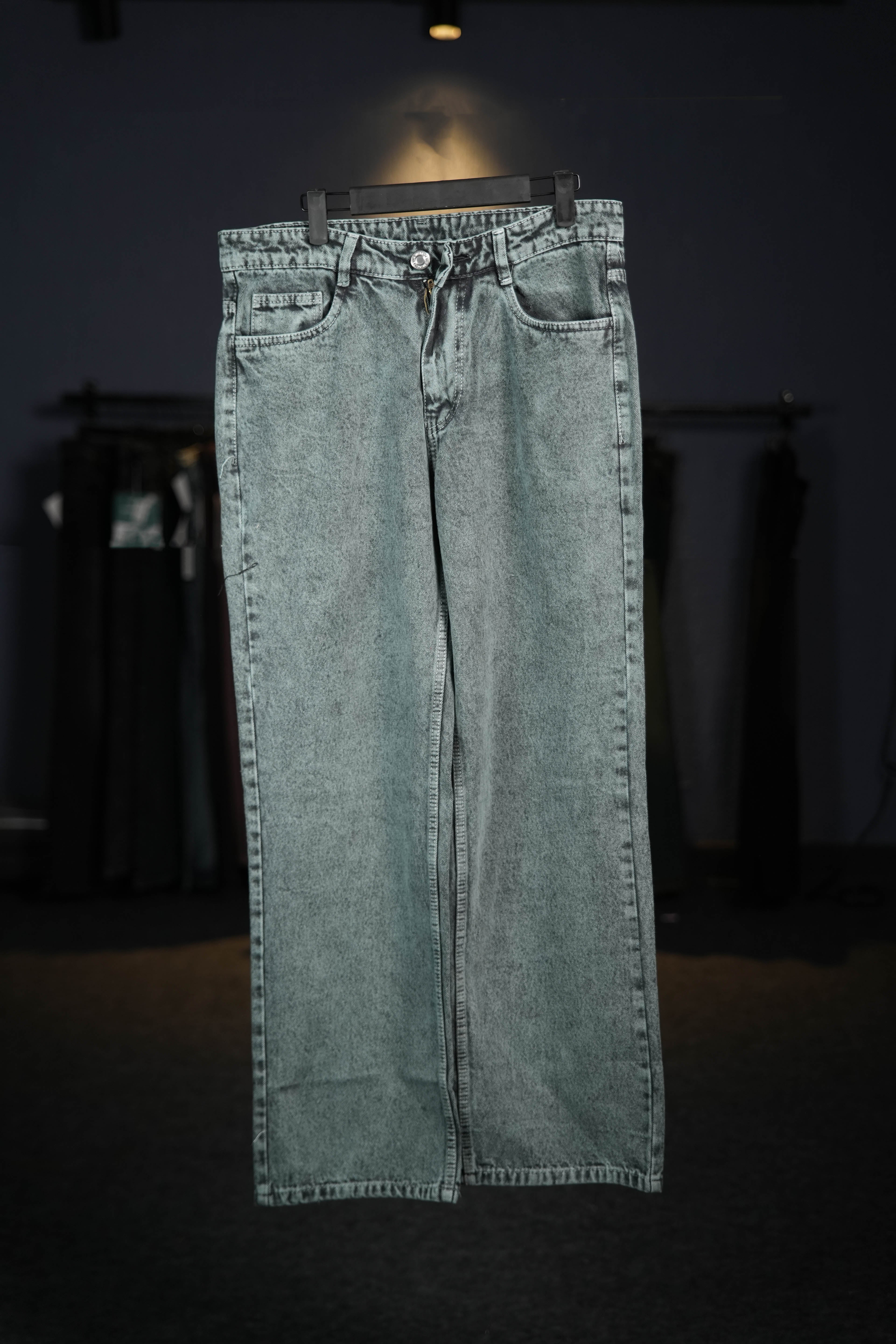Vintage Green Straight Fit Jeans