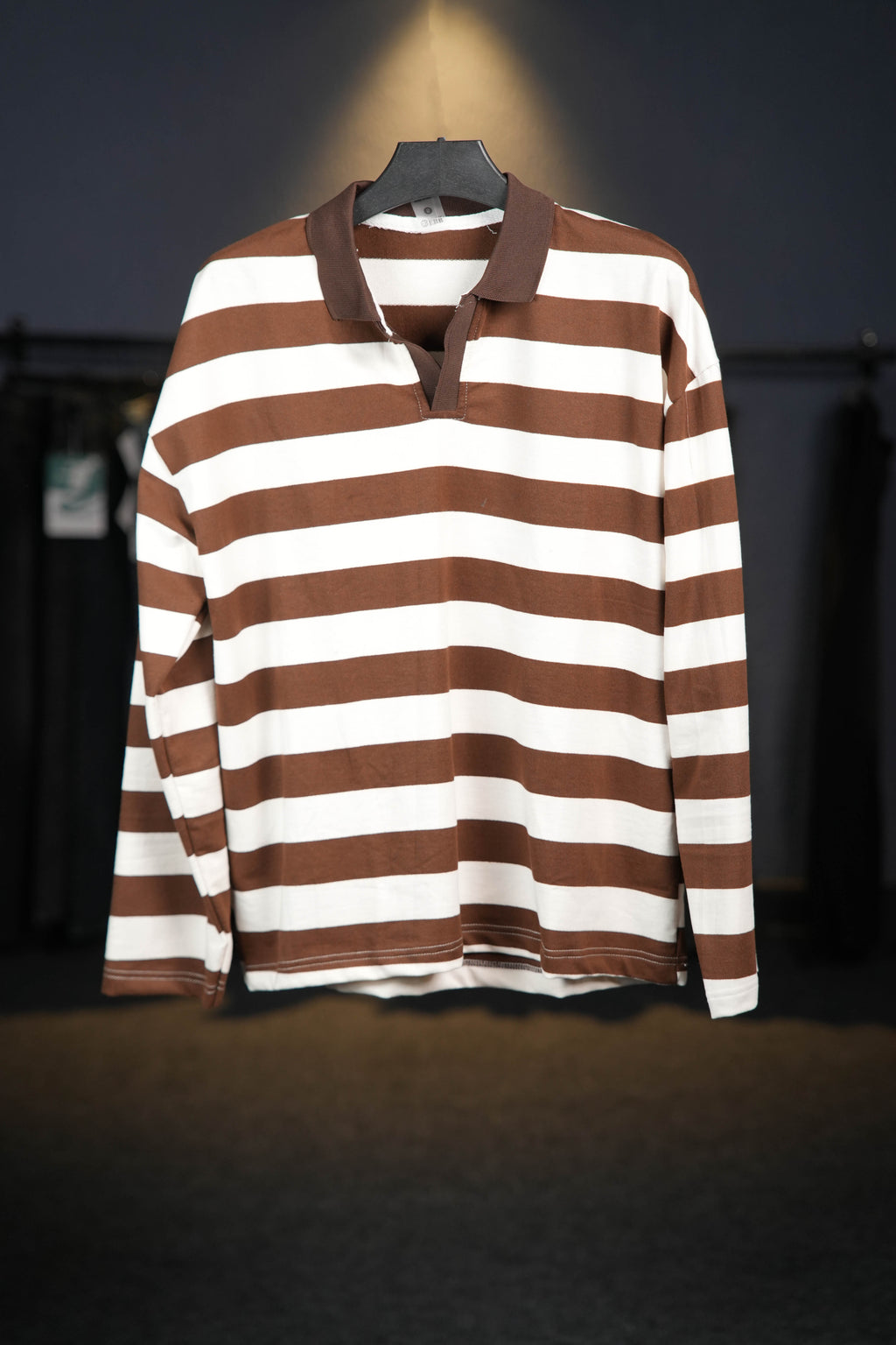 Brown Collar Striped Long Sleeves
