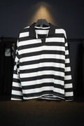 Black Collar Striped Long Sleeves