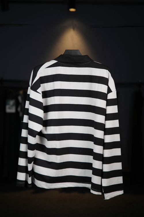 Black Collar Striped Long Sleeves
