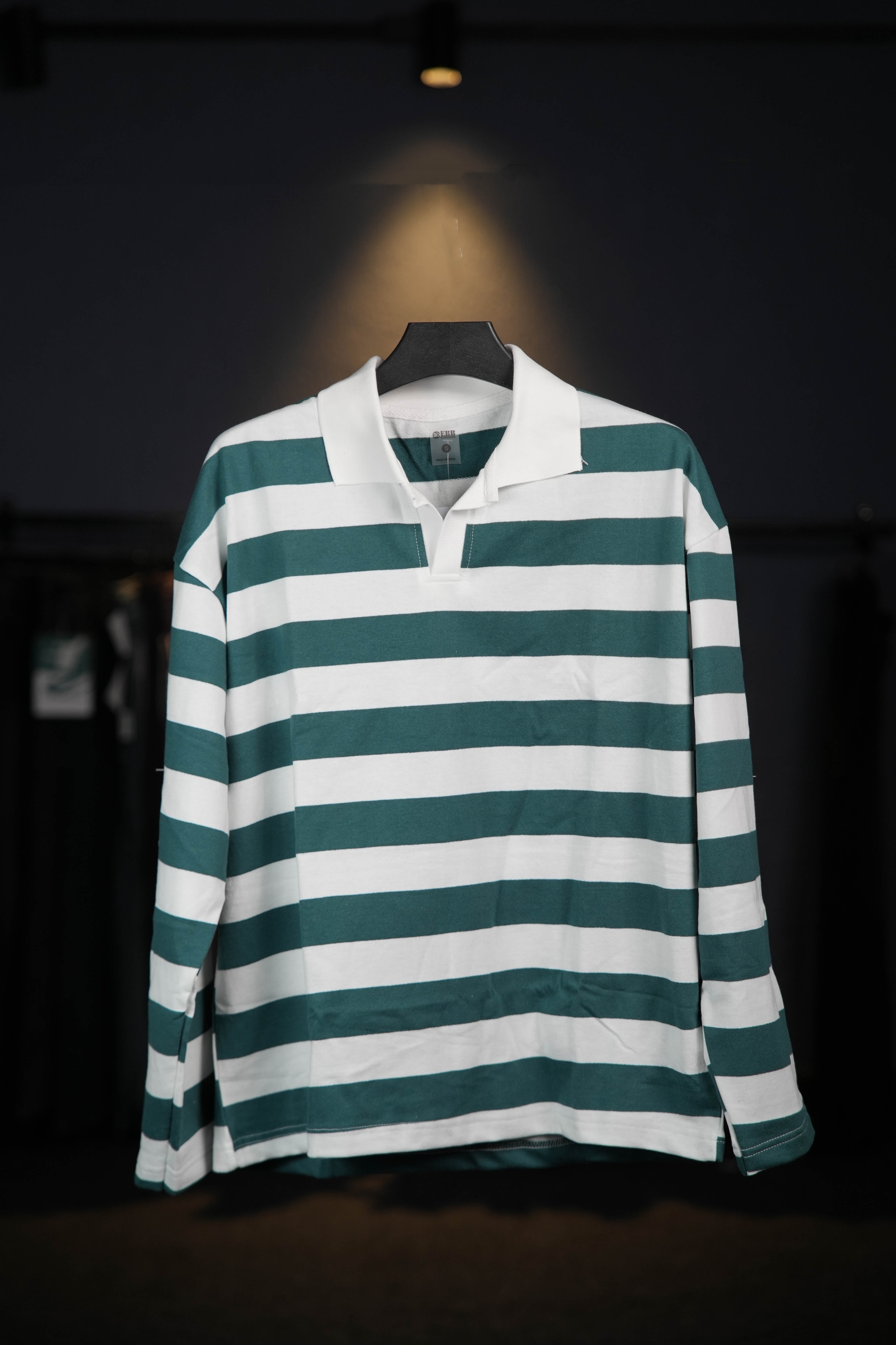 Green Collar Striped Long Sleeves