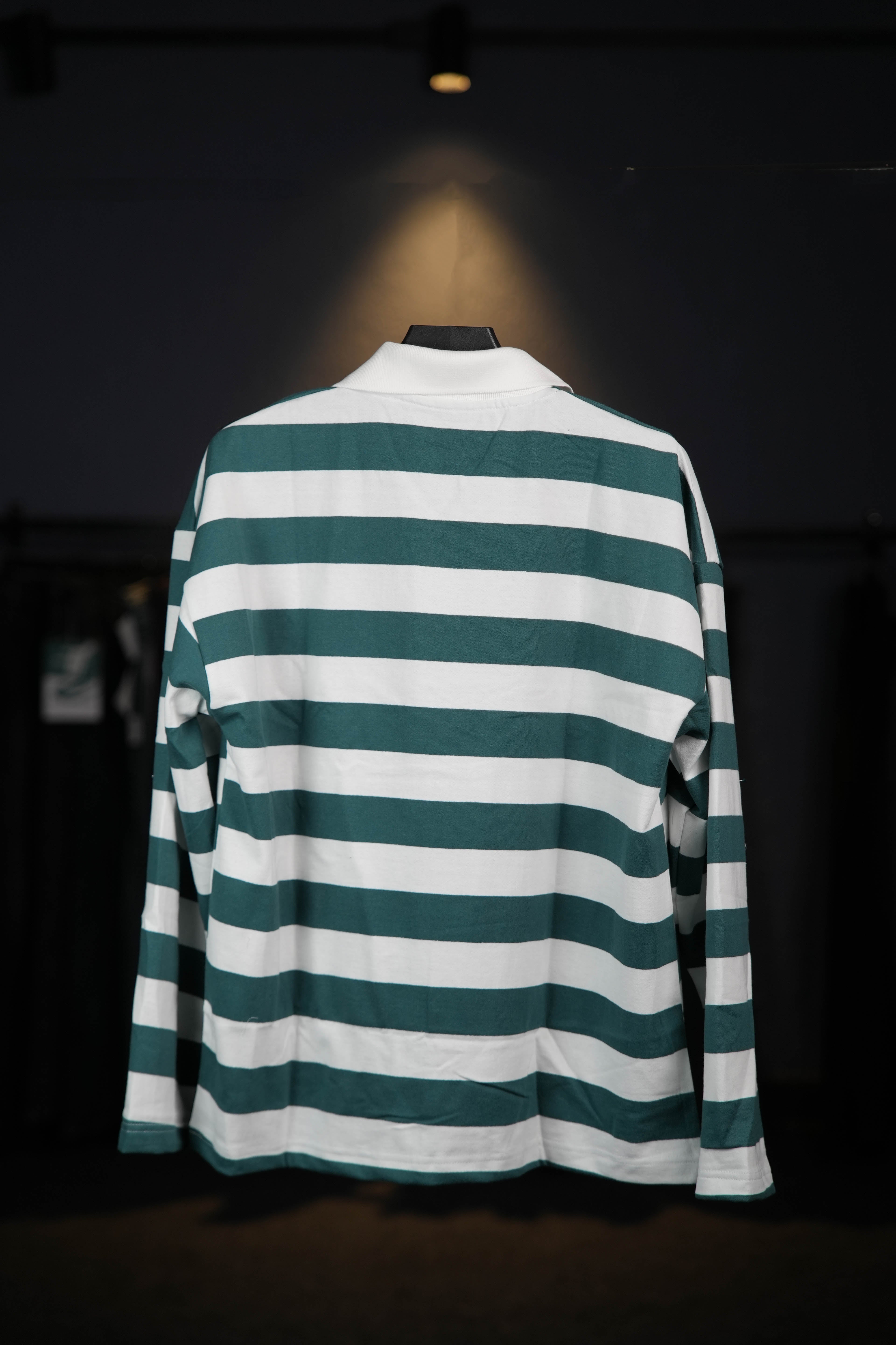 Green Collar Striped Long Sleeves