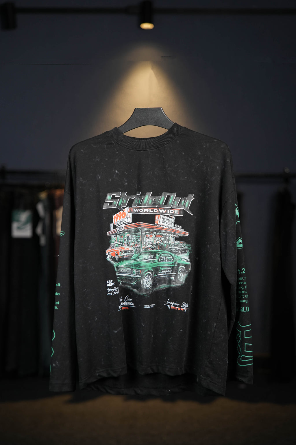 Black n Green Acid Washed Long Sleeves