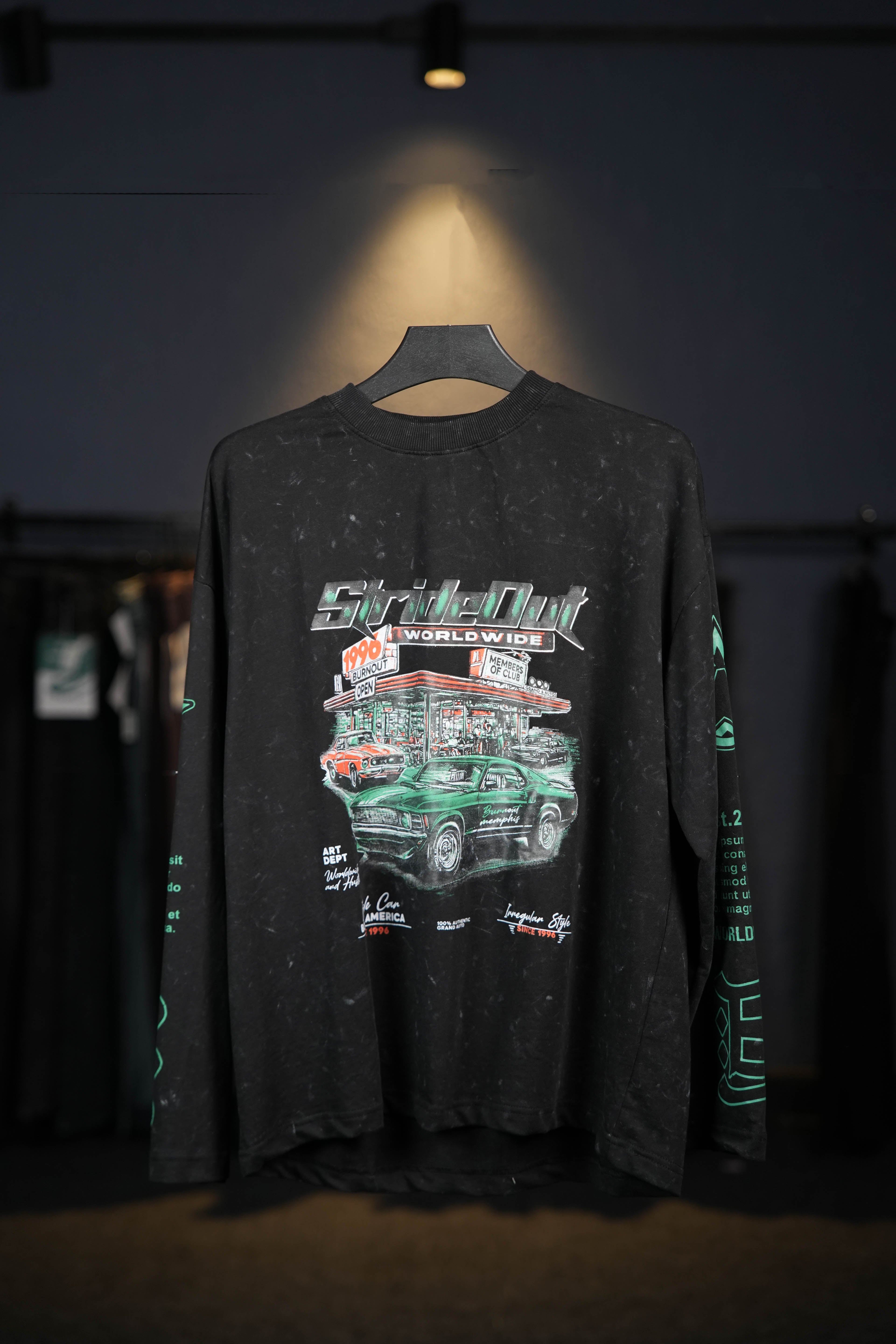 Black n Green Acid Washed Long Sleeves