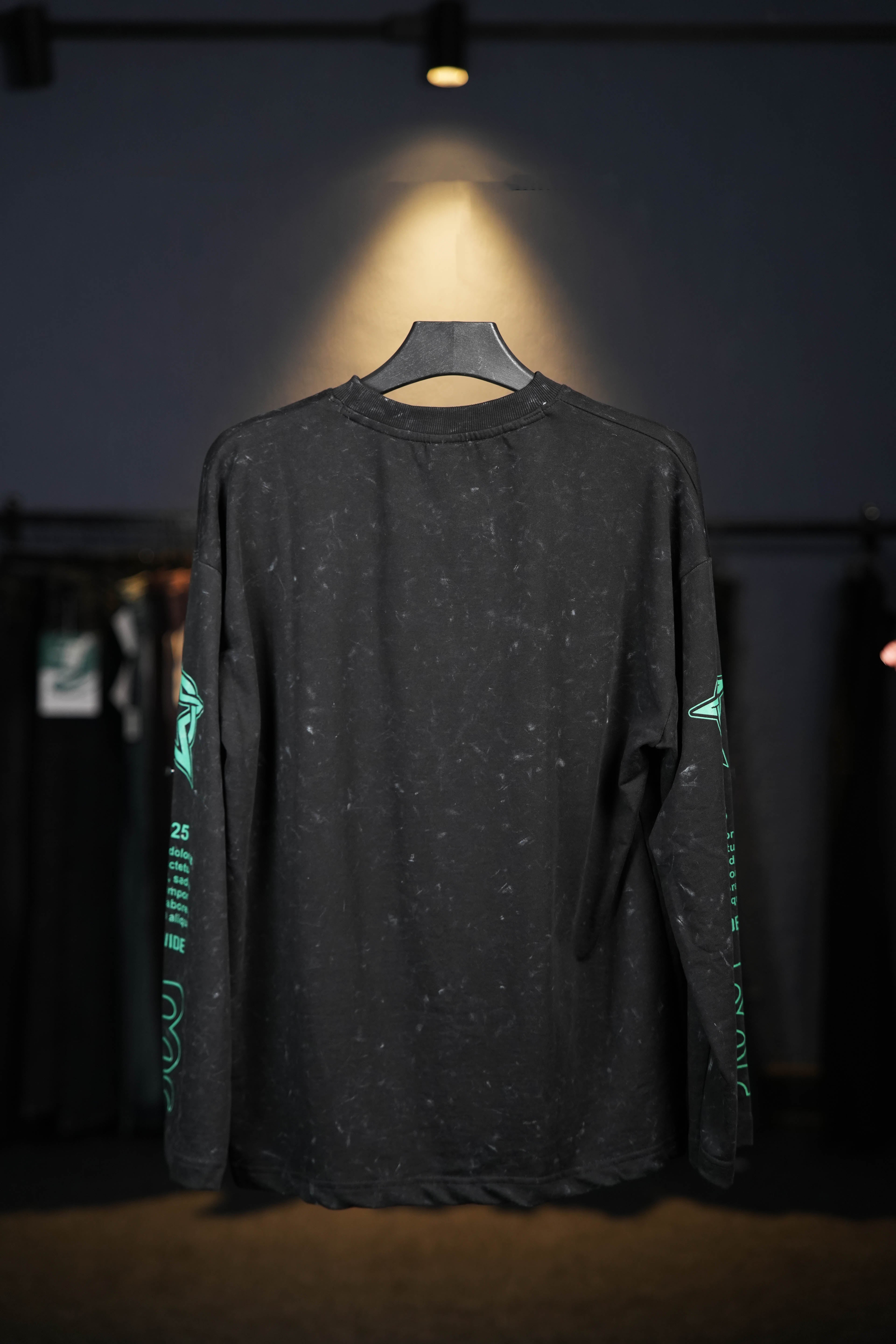 Black n Green Acid Washed Long Sleeves