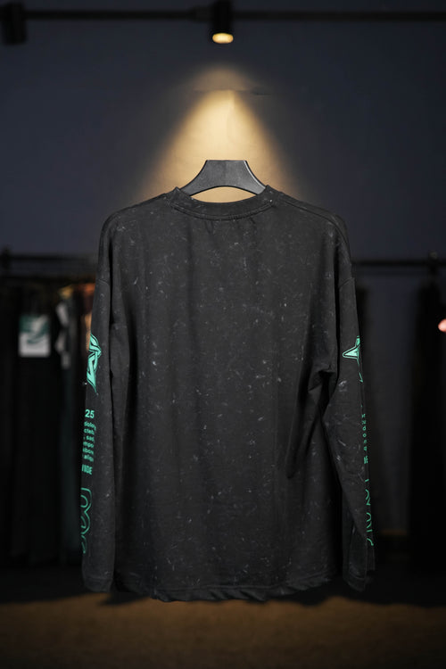 Black n Green Acid Washed Long Sleeves